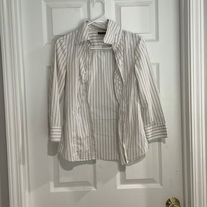 New York & Company White Striped button up: Size XS